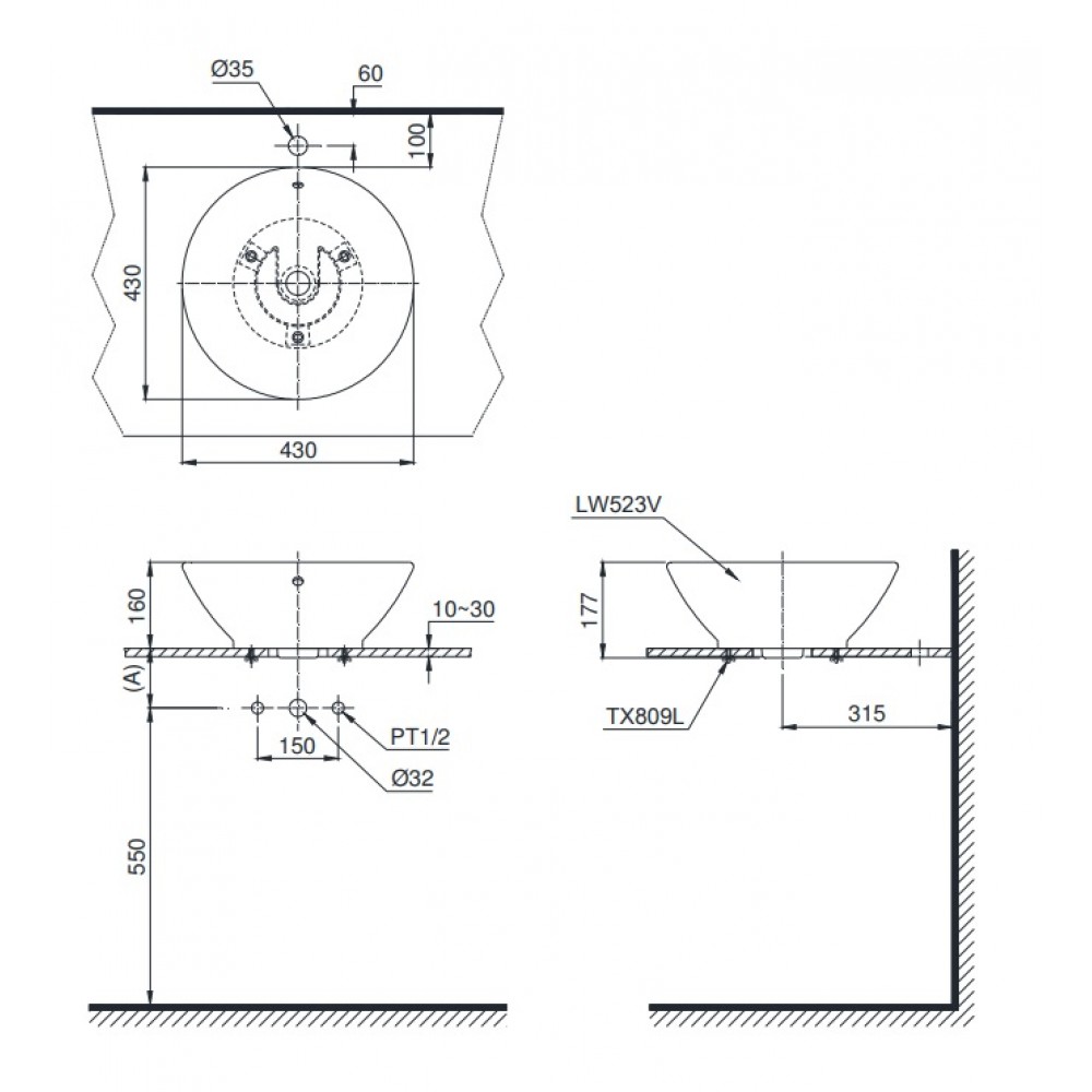 ban ve lavabo toto LT523R 1000x1000